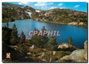 Postcard Modern Light and Colors of Cerdanya Massif Carlit Pond of Commasa