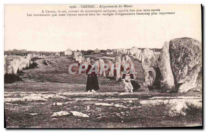 Old Postcard Dolmen Menhir Carnac alignments Menec Women Folklore