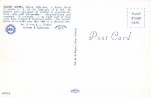 CRAIG, CO  Colorado          CRAIG MOTEL              Roadside c1950's Postcard