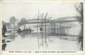 France Paris inondé Janvier 1910 Quai et viaduc du Métro PARIS flood disaster 