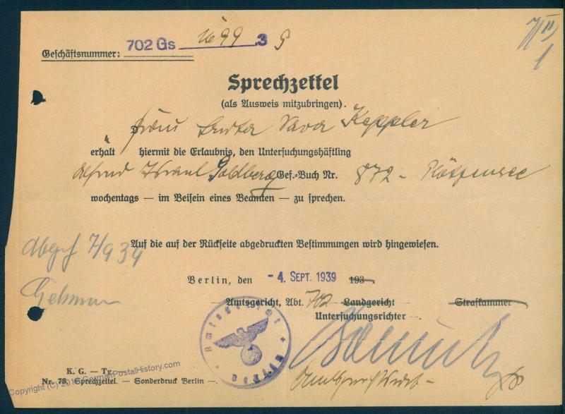 3rd Reich Germany Jewish Persecution Released Prison for Work Detail Berli 86064