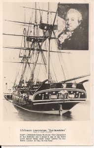 RPPC USS Constitution, Old Ironsides, Boston MA, 1947 Commander Frigate