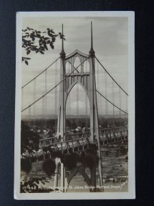 USA Oregon PORTLAND St. Johns Bridge & MOUNT ST. HELENS 1920s RP Postcard