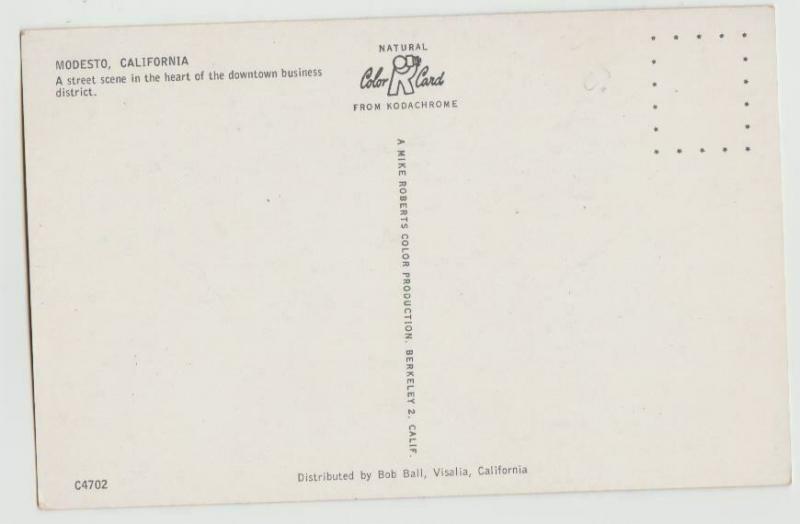 CA MODESTO 1950s street view Postcard 