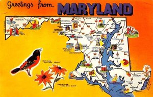 Greetings from Maryland, USA Map Unused 