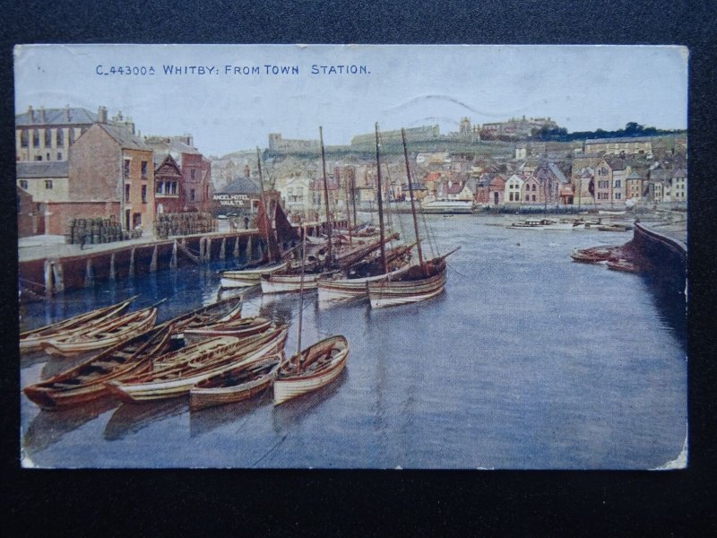 Yorkshire WHITBY from the Station shows ANGEL HOTEL VAULTS c1920s Postcard