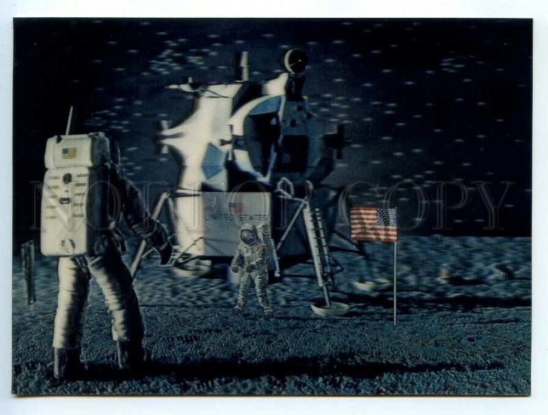 3134144 SPACE Lunar Landing OLD 3D postcard TOPPAN