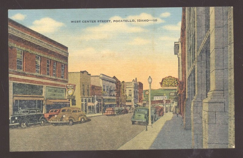 POCATELLO IDAHO DOWNTOWN WEST CENTER STREET SCENE VINTAGE POSTCARD