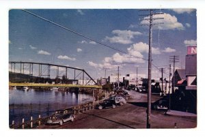 AK - Fairbanks. 1st Avenue Scene, Cushman Street Bridge, Chena River (crease)