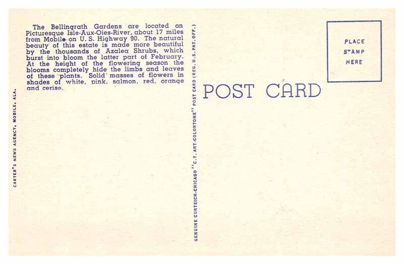 Postcard GARDEN SCENE Mobile Alabama AL AP4613