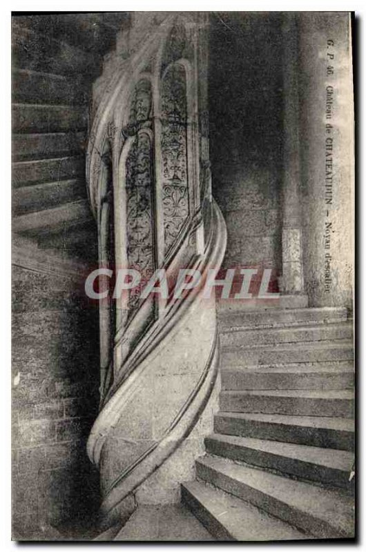 Old Postcard Chateau of Chateaudun Noyan Staircase