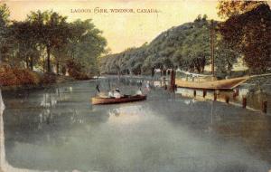 Windsor Ontario~Lagoon Park~People in Pleasure Boat & Large Sailboat~1909 Pc