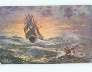 Divided-Back BOAT SCENE Great Nautical Postcard AB0359
