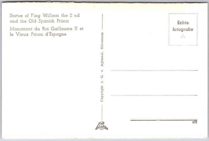 Den Haag Buitenhof Standbeeld Koning Willem Ii En De Gevangenport RPPC Postcard
