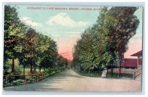 1908 Entrance To Lake Manawa Resort Council Bluffs Iowa IA Antique Postcard