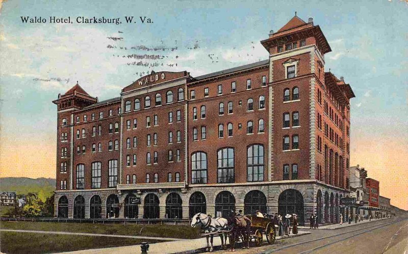 Waldo Hotel Clarksburg West Virginia 1917 postcard