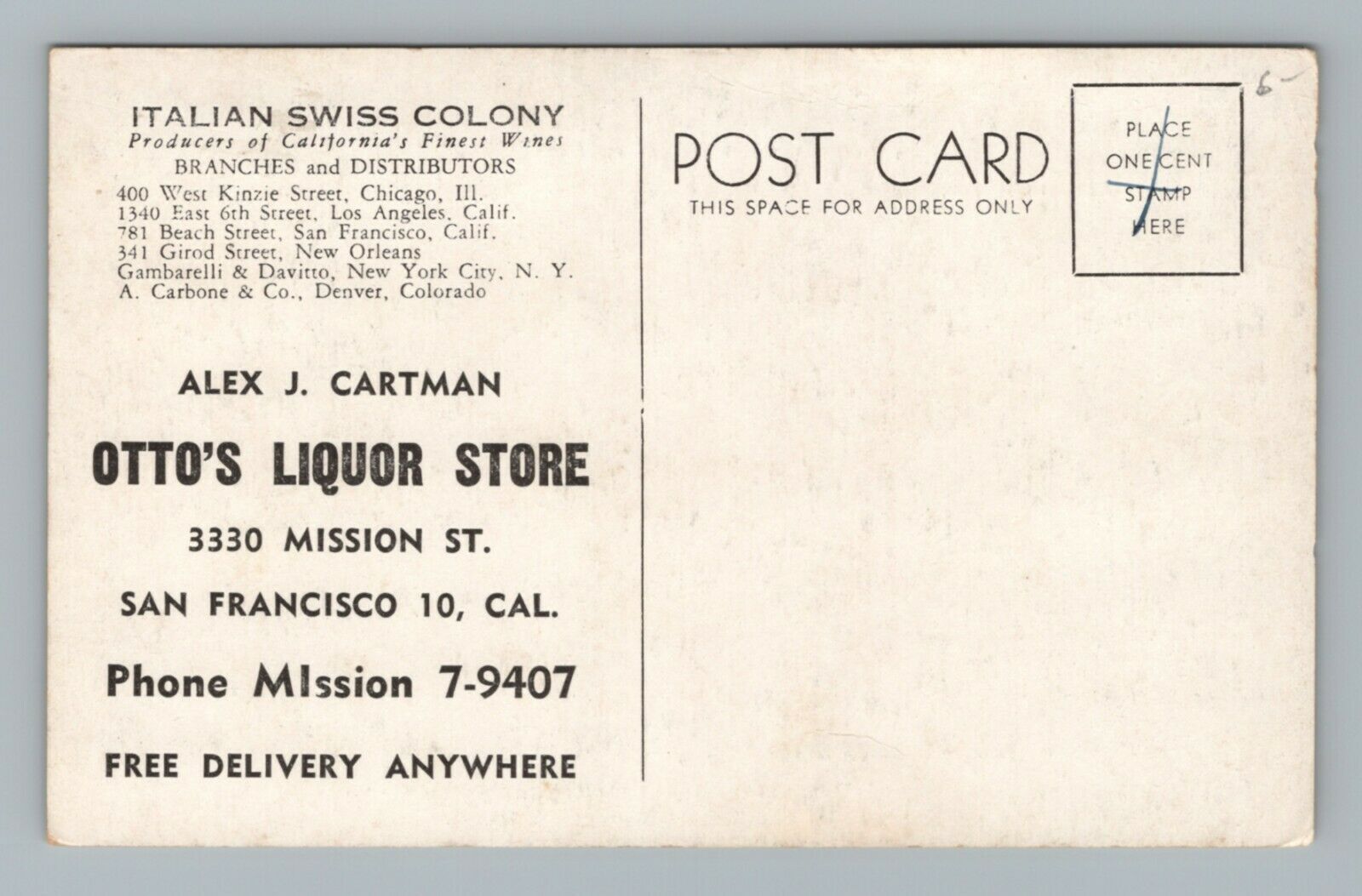 Otto's Liquor Store Mission St San Francisco Cartman California Ad
