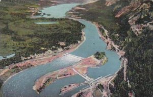 Oregon Columbia River Bonneville Dam Looking East Toward Bridge Of The Gods