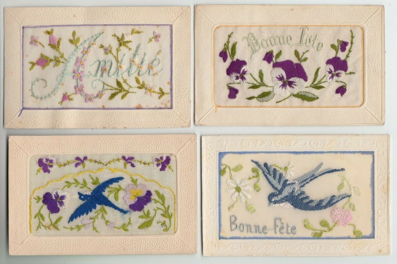 EMBROIDERED SILK COLLECTION 482 Vintage Postcards with BETTER Pre-1940 (L3134)