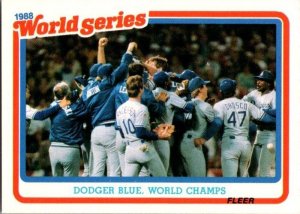 1989 Score Baseball Card '88 World Series Dodgers Win sk20884