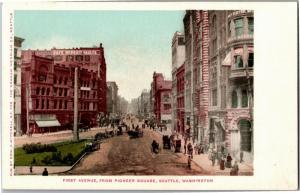 First Avenue from Pioneer Square Seattle WA Undivided Back Vintage Postcard O21