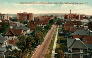 VANCOUVER CANADA COMOX STREET CAROLINE COURT ANTIQUE POSTCARD