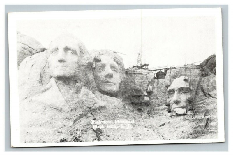 Vintage 1930's RPPC Postcard Mt. Rushmore Construction Black Hills South Dakota