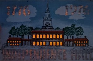 HTL Independence Hall 1776-1976 Hold To Light Artist Conception Postcard U24