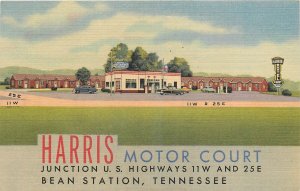 1940s Bean Station Tennessee Harris Motor Court restaurant Postcard 25-7364