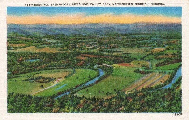 Postcard Shenandoah River Massanutten Mountain Virginia