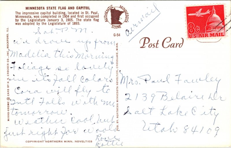 Postcard MN Greetings from Minnesota State Flag and Capitol