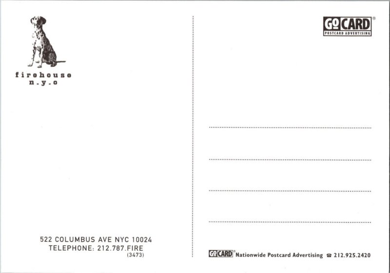 Continental Advertising Postcard- Firehouse NYC Restaurant CD18