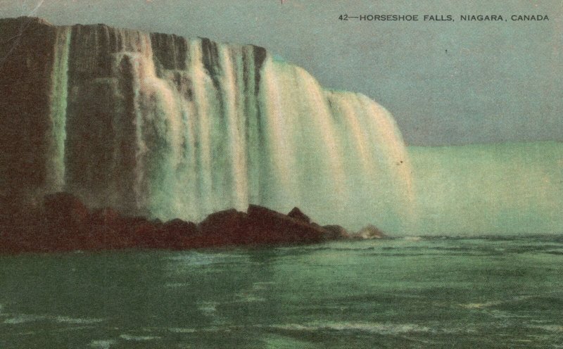 Vintage Postcard 1930's Horseshoe Falls Canadian Waterfalls Niagara Canada