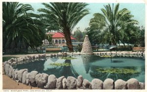 Western Lake Park Palms LOS ANGELES California Detroit Pub Vintage Postcard 1915