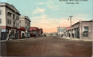 Postcard CA Coalinga - 5th Street West from D Street