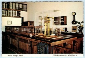 OLD SACRAMENTO, California CA ~ Interior WELLS FARGO BANK c1970s -4x6 Postcard