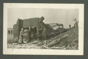 Haydenville MINNESOTA RPPC 1915 TRAIN WRECK Derailment nr Madison RAILROAD