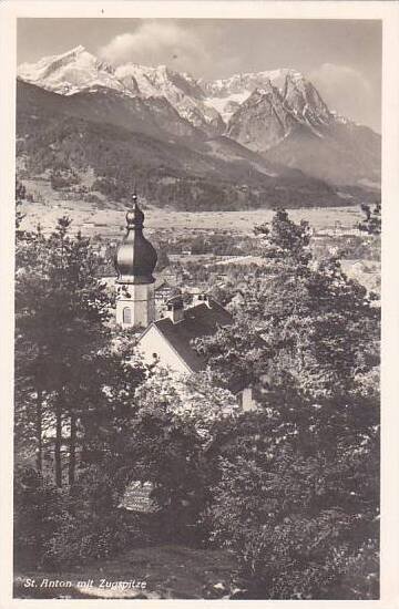 Schweiz St Anton mit Zugspitze Real Photo