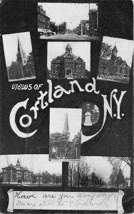 Cortland New York Unique Postcard~8 Views of Town Buildings & Street~1906 PC