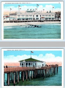 2 Postcards ASBURY PARK, New Jersey NJ ~ Fishing Pier NATATORIUM 1920s-30s