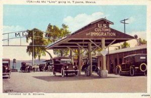 U.S. CUSTOMS IN LINE AT TIJUANA, MEXICO