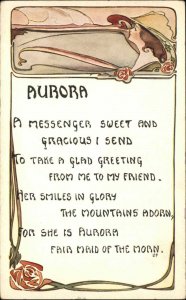 Art Nouveau AURORA Beautiful Woman & Poem LFP #241 c1910 Postcard