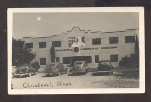 RPPC CHRISTOVAL TEXAS CHIROPRACTOR OFFICE 1950s CARS REAL PHOTO POSTCARD