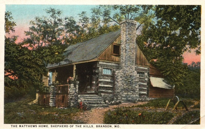 Vintage Postcard 1920's The Matthews Home Shepherd Of The Hills Branson Missouri