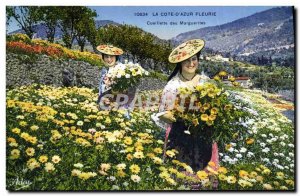 Old Postcard La Cote D & # 39Azur Fleurie Picking Daisies Women Folklore