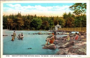 Endicott Rock Park Bathing Beach, The Weirs, Lake Winnepesaukee NH Postcard R57