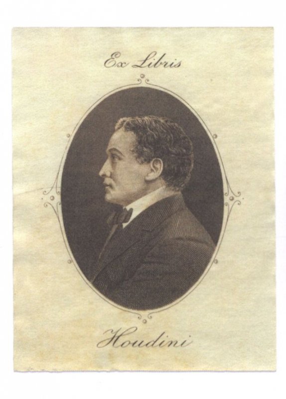 Houdini Magician Antique Bookplate Postcard