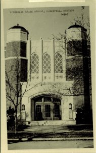 RPPC Linderman Grade School Kalispell Montana Real Photo Postcard Cecil B Nixon