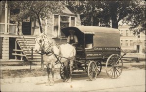 Chicago IL Delivery Wagon Horse Drawn Lincoln Av E Naegele c1910 Real Photo RPPC