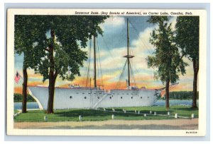 Vintage Seascout Base Carter Lake, Omaha, Neb. Postcard F114E